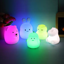 Mini Bear Hippo Owl Penguin Rabbit Led Night Light 9 Colors Led Light Silicone Animal Night Lamp For Children Kids Baby Toy Gift Led Night Lights Aliexpress