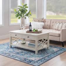 Sloane 44 In L White Rectangle Wood Top Coffee Table With Lift Op