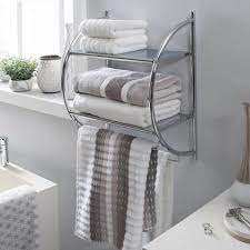 2 towel bar wall mount shelf towel rack