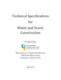Technical Specifications For Water And Sewer Construction