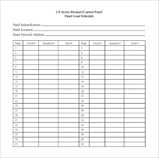 Distribution Board Schedule Template Excel Printable