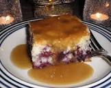 blueberry cake with brown sugar sauce
