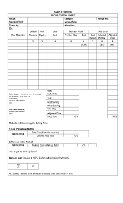 Sign up for more informational solution sheets like this. Sample Costing Sheet