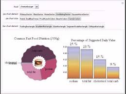 Stylized Pie And Bar Charts For Fast Food Nutrition