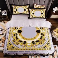 blue gold bed sheet luxury bedding sets