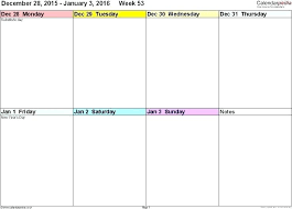 Excel Weekly Calendar Landscape Excel 7 Day Blank Calendar Excel