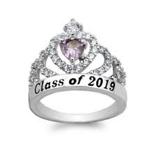Details About White Gold Plated School Class Of 2019 Graduation Amethyst Cz Ring Size 5 10