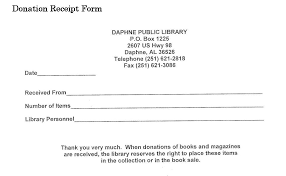 Materials Donation Tax Receipt Form Daphne Public Library