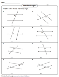angles formed by a transversal worksheets