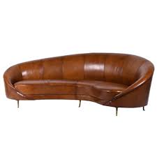 italian leather curved deco sofa by the