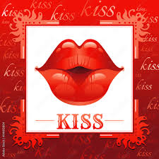 y kissing woman lips with red