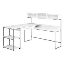 Tangkula white corner desk, corner computer desk with drawer, wood compact home office desk, laptop pc table writing study table, 90 degrees corner table with storage shelves. Monarch Specialties Computer Desk White Silver Metal Corner The Home Depot Canada
