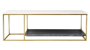 Gray White Marble 2 Tone Brass Coffee Table