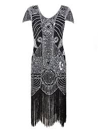 Vijiv 1920s Gatsby Flapper Dresses With Sleeves Sequin Art