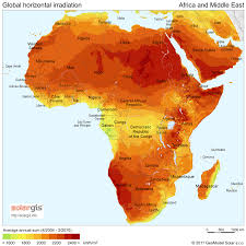 Average Daily Solar Insolation Map Africa Midle East