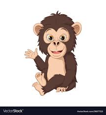 cute baby monkey cartoon waving hand