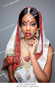 traditional clothing with bridal makeup