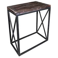 Metal X Side Table With Wood Top Large