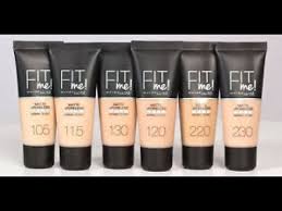 shades of maybelline fit me foundation