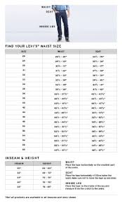 Levis 501 Measurement Chart Mens Jeans Size Chart