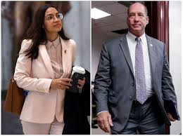 In the above photo, aoc is glaring at joe manchin, who is applauding—for donald trump—at a state of the union address. Alexandria Ocasio Cortez Dismisses Ted Yoho S Apology For Confrontation On Capitol Steps The Washington Post
