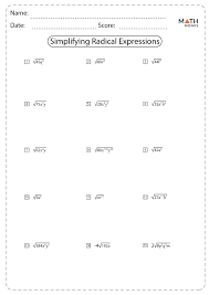 Radicals Worksheets Math Monks