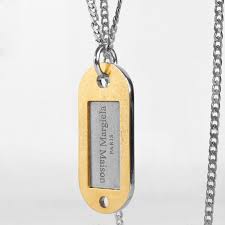 Save search view your saved searches. Maison Margiela Brushed Gold Tone Logo Dogtag Necklace Hervia