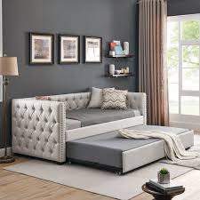 Trundle Upholstered Tufted Sofa Bed