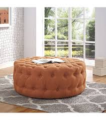Enjoy a classic look in your home with the rosdorf park round tufted ottoman. Burnt Orange Fabric All Over Button Tufted Round Ottoman Coffee Table