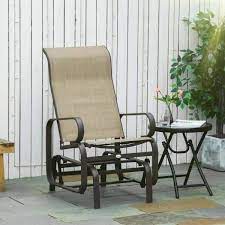 Outsunny Brown Metal Outdoor Glider