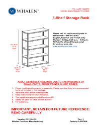 5 shelf storage rack user manual