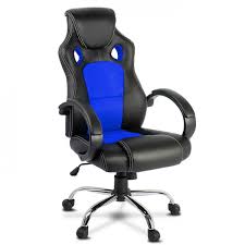 Beautiful industrial look and feel. Racing Style Pu Leather Office Desk Chair Blue
