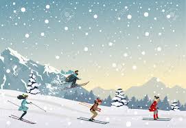 Join us on the mountain! People Skiing Ride In Mountain Amazing Christmas And New Year Royalty Free Cliparts Vectors And Stock Illustration Image 127104826