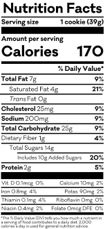 oatmeal raisin cookies nutritional