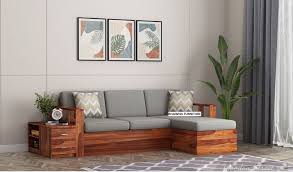 Wooden Teak Color Style Storage Sofa