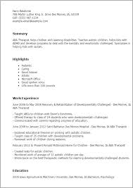 Perfect Cover Letter For Aba Therapist Resume Examples And