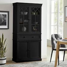 Black Tall Storage Cabinet With Glass