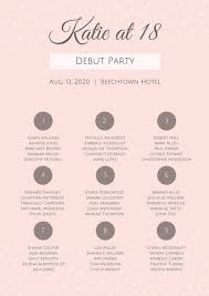 Pink Elegant Debut Seating Chart Templates By Canva