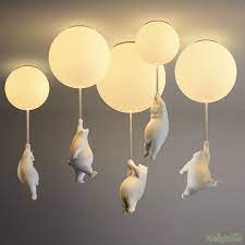 Happy Bear Glass Balloon Pendant Light
