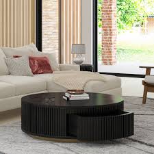 mango wood fluted round coffee table