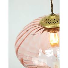 Vintage Brass And Glass Pendant Lamp