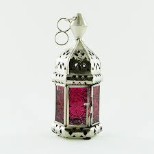 Pink Glass On Aluminum Moroccan Hanging
