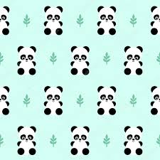 panda with leaf seamless pattern on