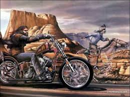 Harley Davidson Cartoon Large Wall Art