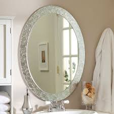 We actually have double vanities in most of the mountain house bathrooms, which makes it hard to. Oval Frame Less Bathroom Vanity Wall Mirror With Elegant Crystal Look Border 31 5l X 23 5w X 5d In On Sale Overstock 29084510