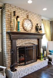 Red Brick Fireplace With White Mantel