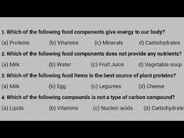 nutrition mcq questions answers