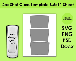 2oz Shot Glass Template 8 5x11 Sheet