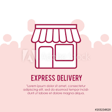 Express Delivrey Design With Store Icon Over Pink Background