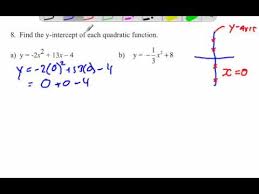 Finding Y Intercept Of Quadratic